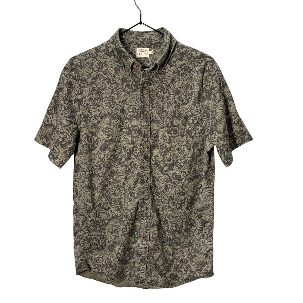 Faherty Men's Breeze Shirt Olive Green Sz S